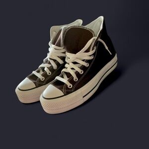 Converse Black High-Top Platform Canvas Sneakers with White Accents